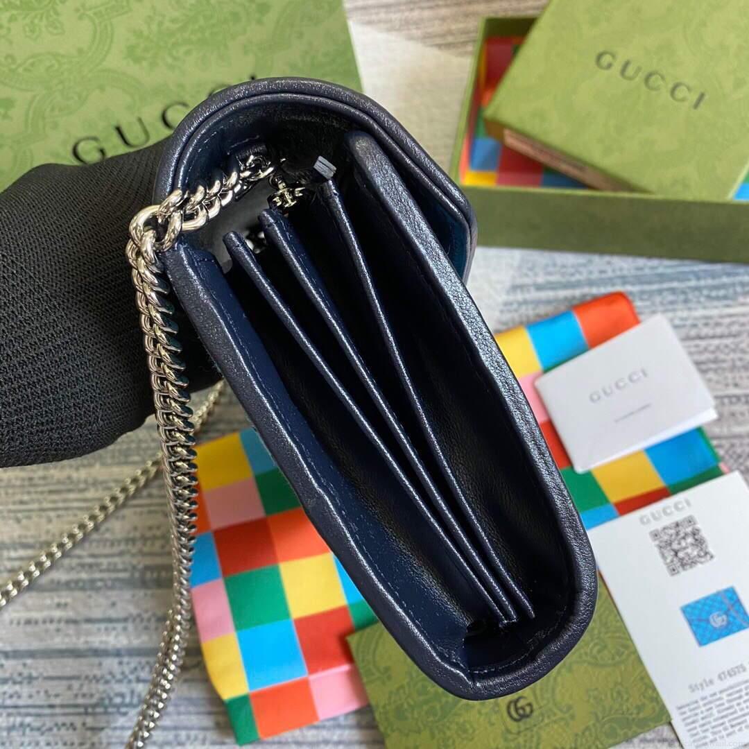 Gucci 474575 GG Marmont Multicolor Mini Bag Blue