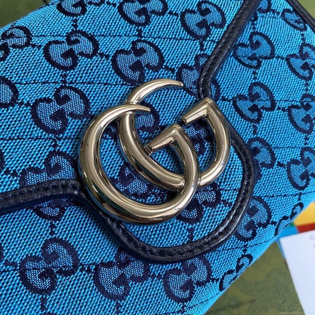 Gucci 474575 GG Marmont Multicolor Mini Bag Blue