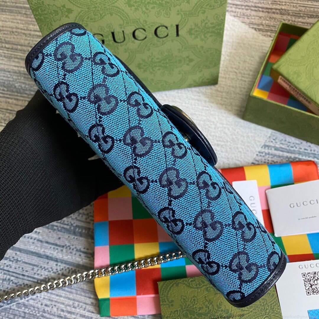 Gucci 474575 GG Marmont Multicolor Mini Bag Blue