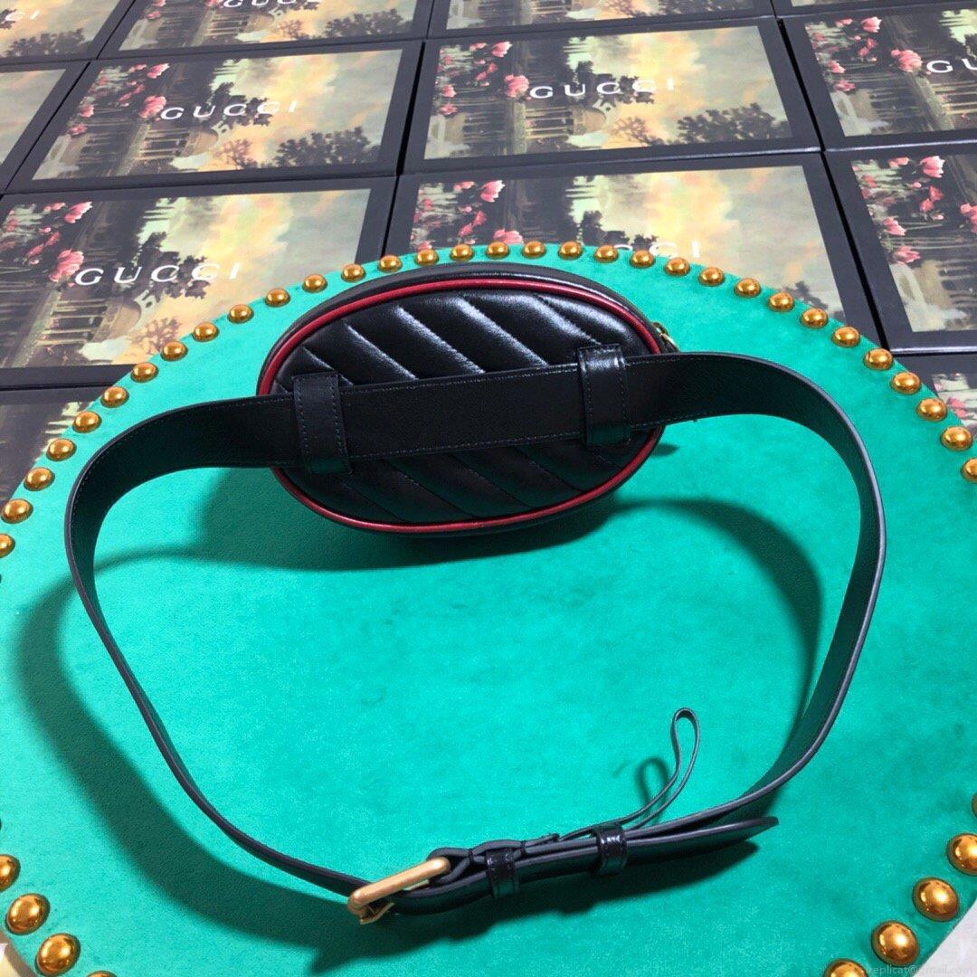 Gucci 476434 GG Marmont Matelassé Leather Belt Bag Black Red