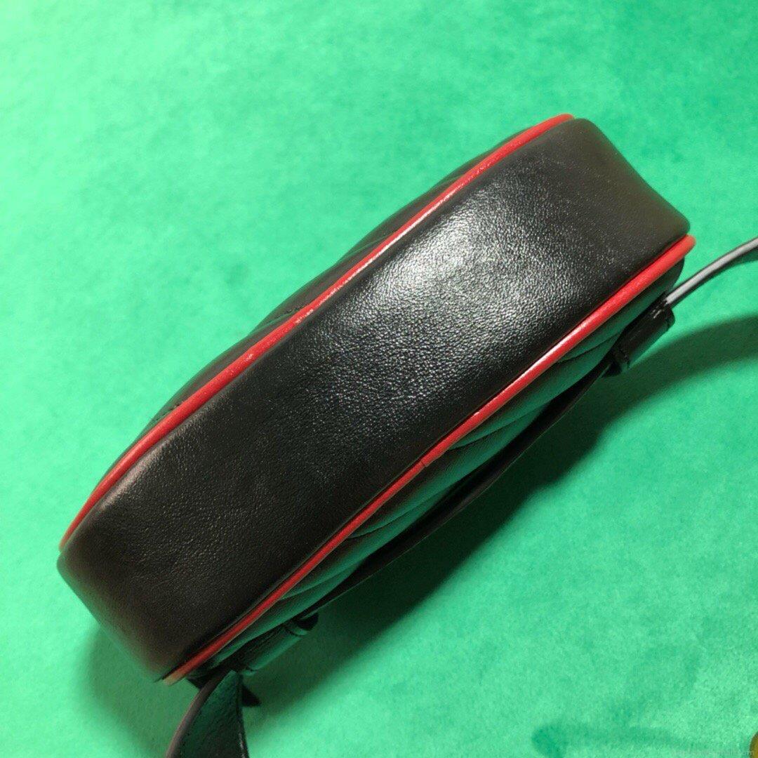 Gucci 476434 GG Marmont Matelassé Leather Belt Bag Black Red