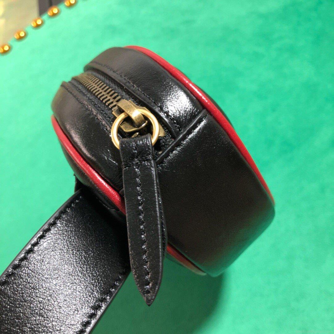 Gucci 476434 GG Marmont Matelassé Leather Belt Bag Black Red