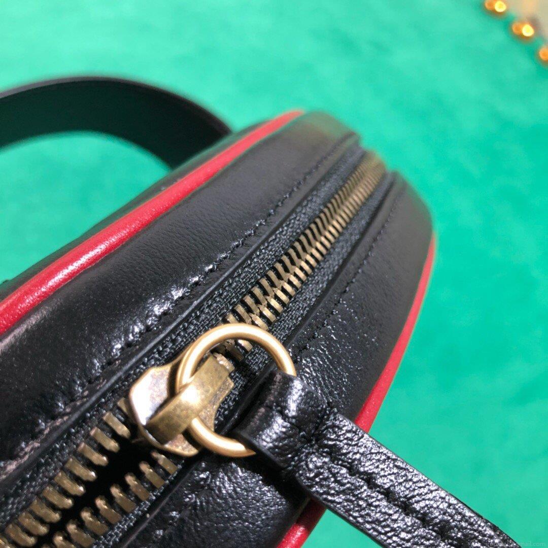Gucci 476434 GG Marmont Matelassé Leather Belt Bag Black Red