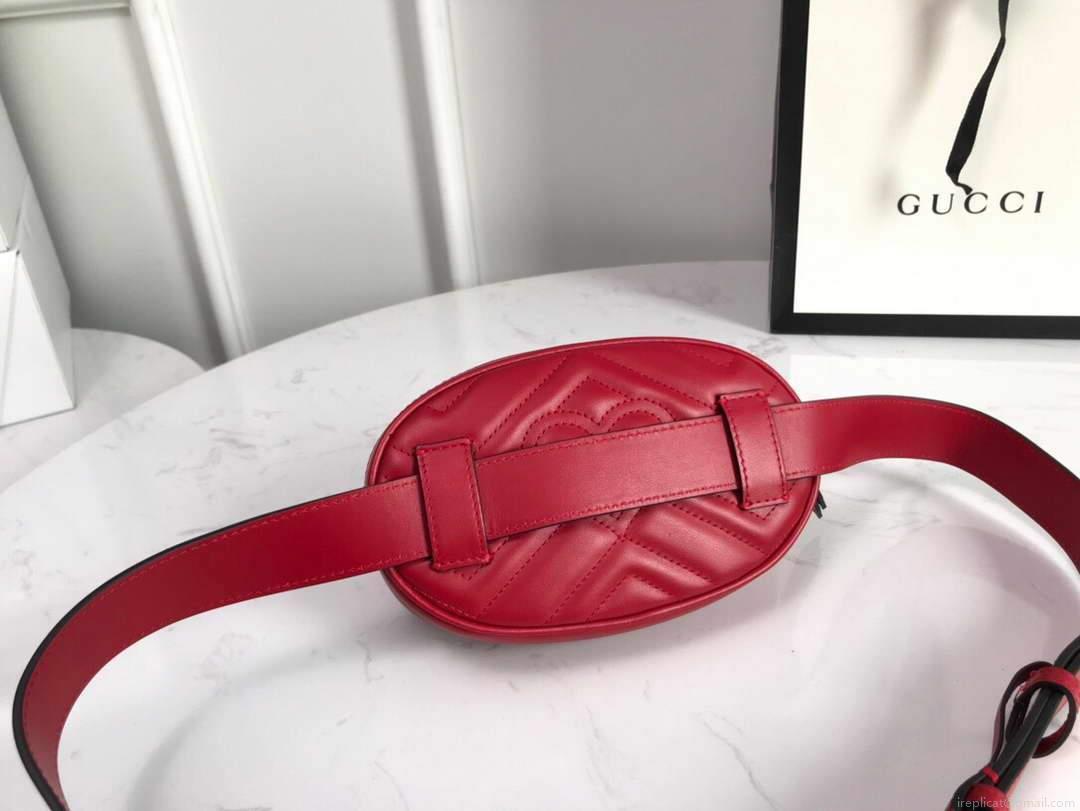 Gucci 476434 GG Marmont Matelassé Leather Belt Bag Red