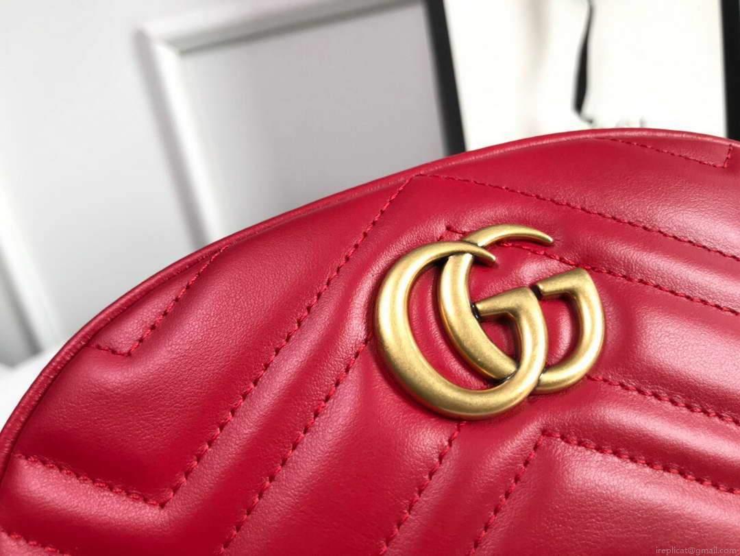 Gucci 476434 GG Marmont Matelassé Leather Belt Bag Red