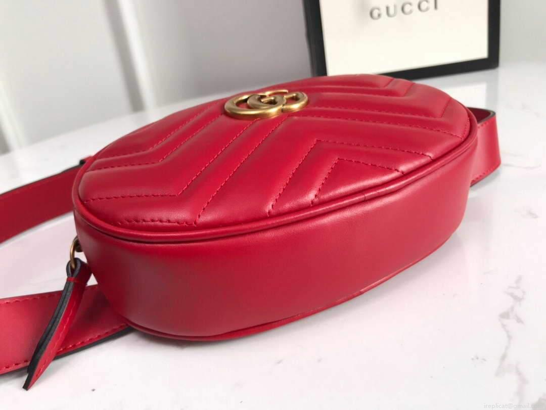Gucci 476434 GG Marmont Matelassé Leather Belt Bag Red