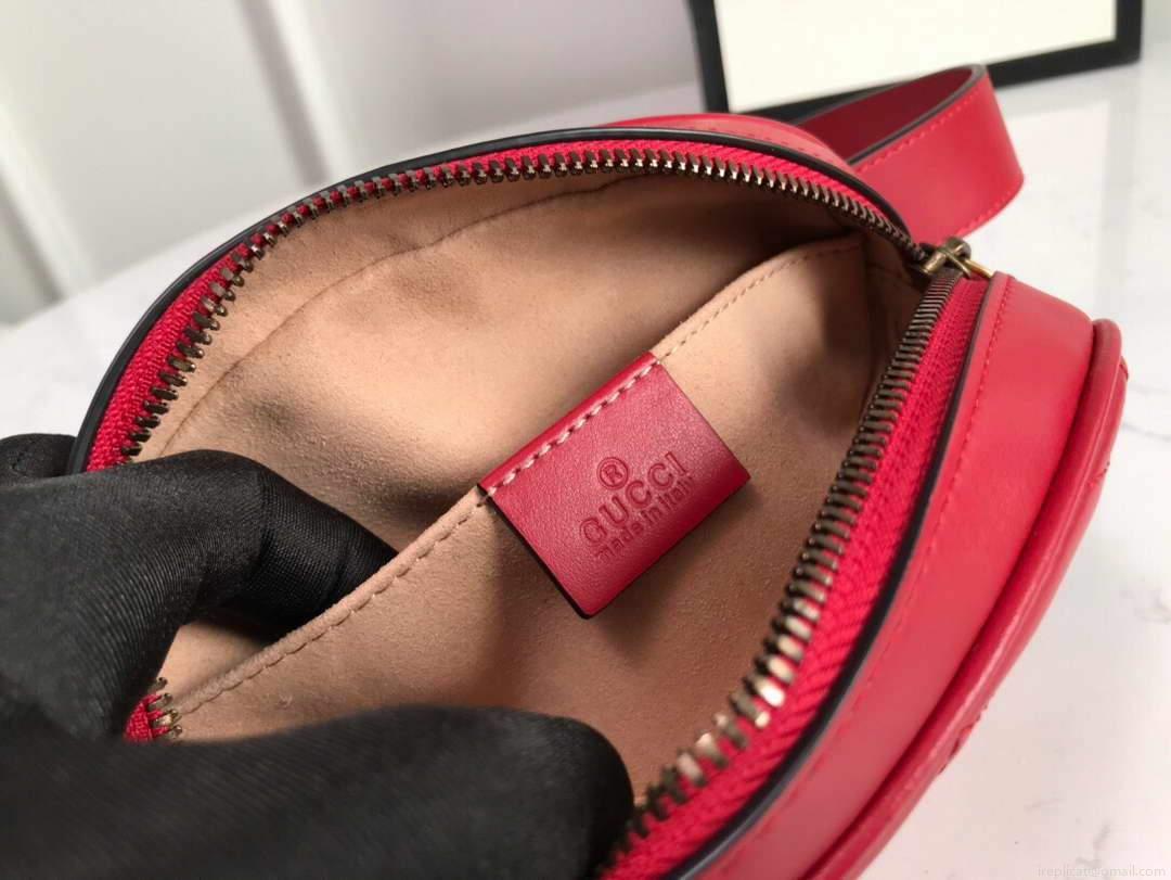 Gucci 476434 GG Marmont Matelassé Leather Belt Bag Red