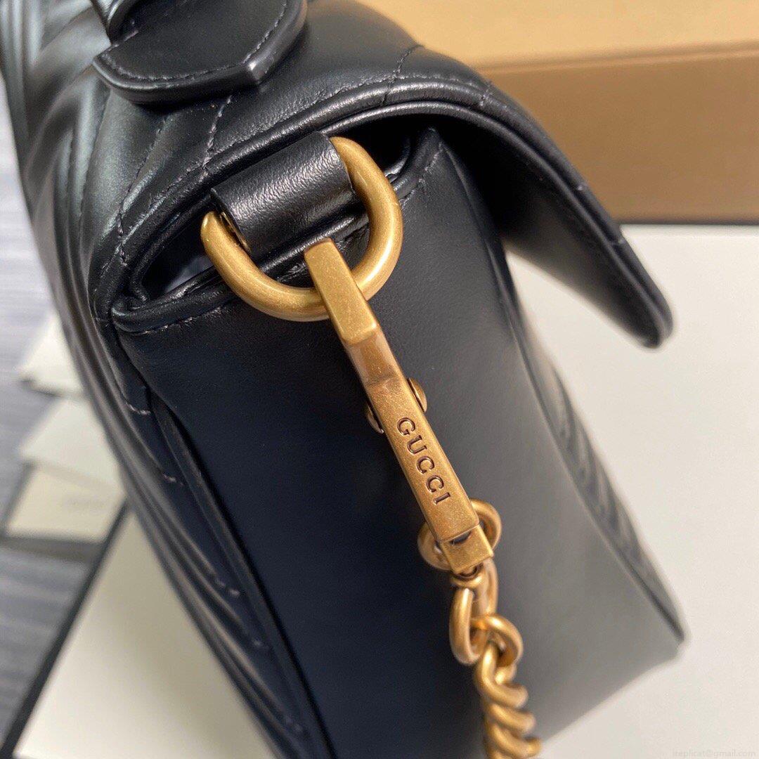 Gucci 498110 GG Marmont Small Top Handle Bag Black