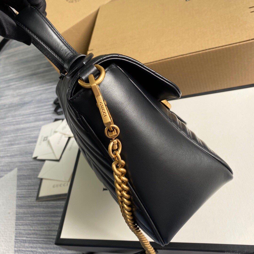 Gucci 498110 GG Marmont Small Top Handle Bag Black