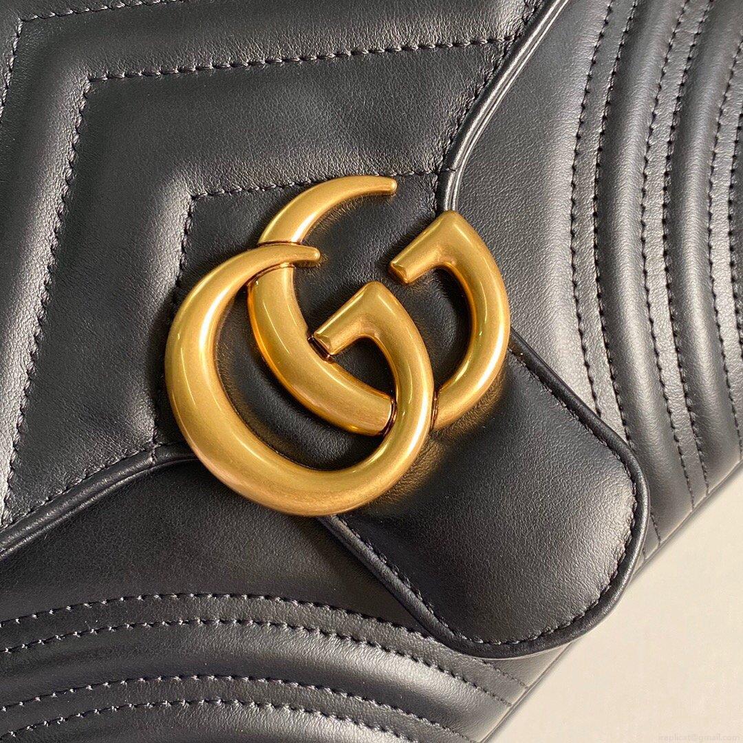 Gucci 498110 GG Marmont Small Top Handle Bag Black