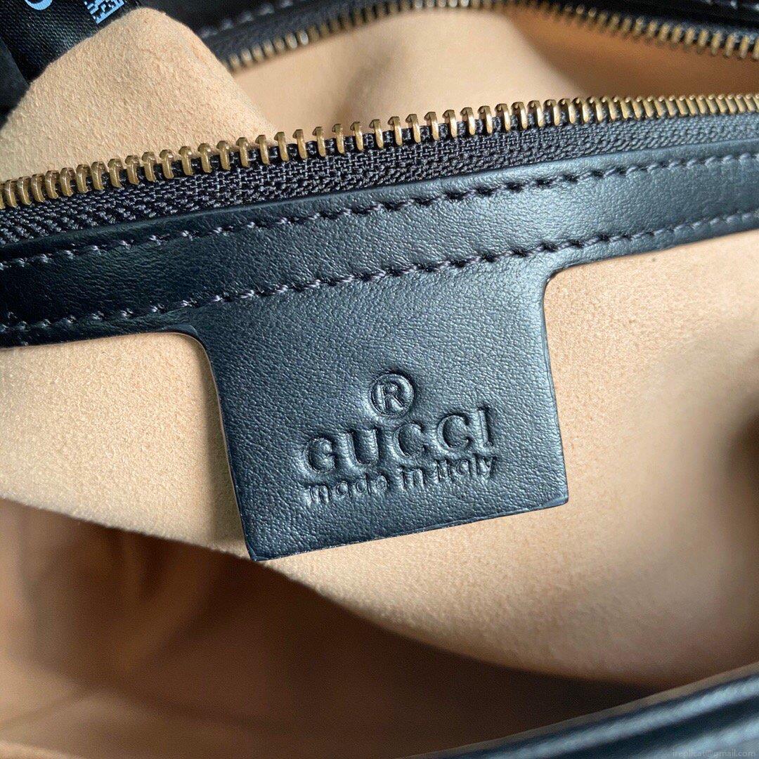 Gucci 498110 GG Marmont Small Top Handle Bag Black