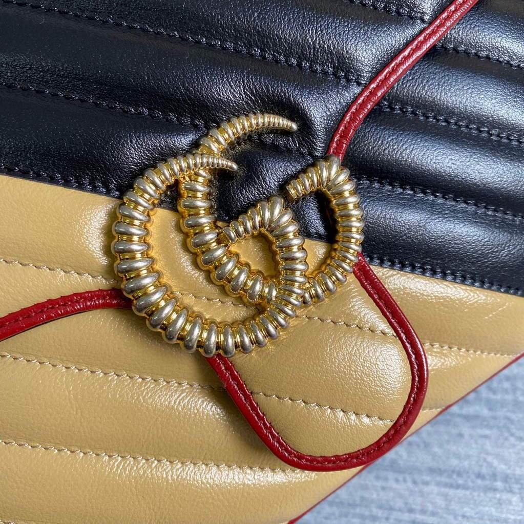Gucci 498110 GG Marmont Small Top Handle Bag Black and Yellow