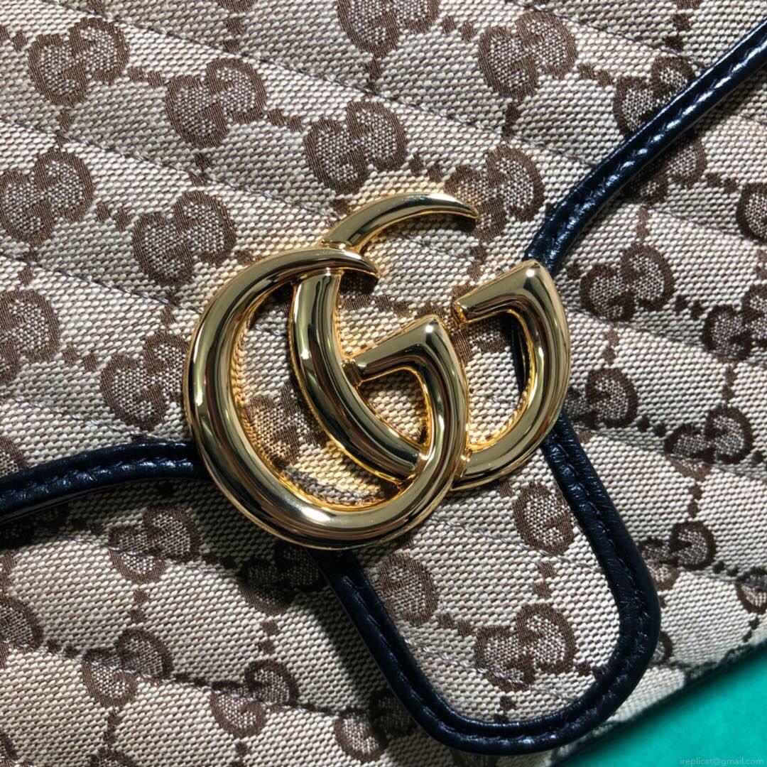Gucci 498110 GG Marmont Small Top Handle Bag Black Brown