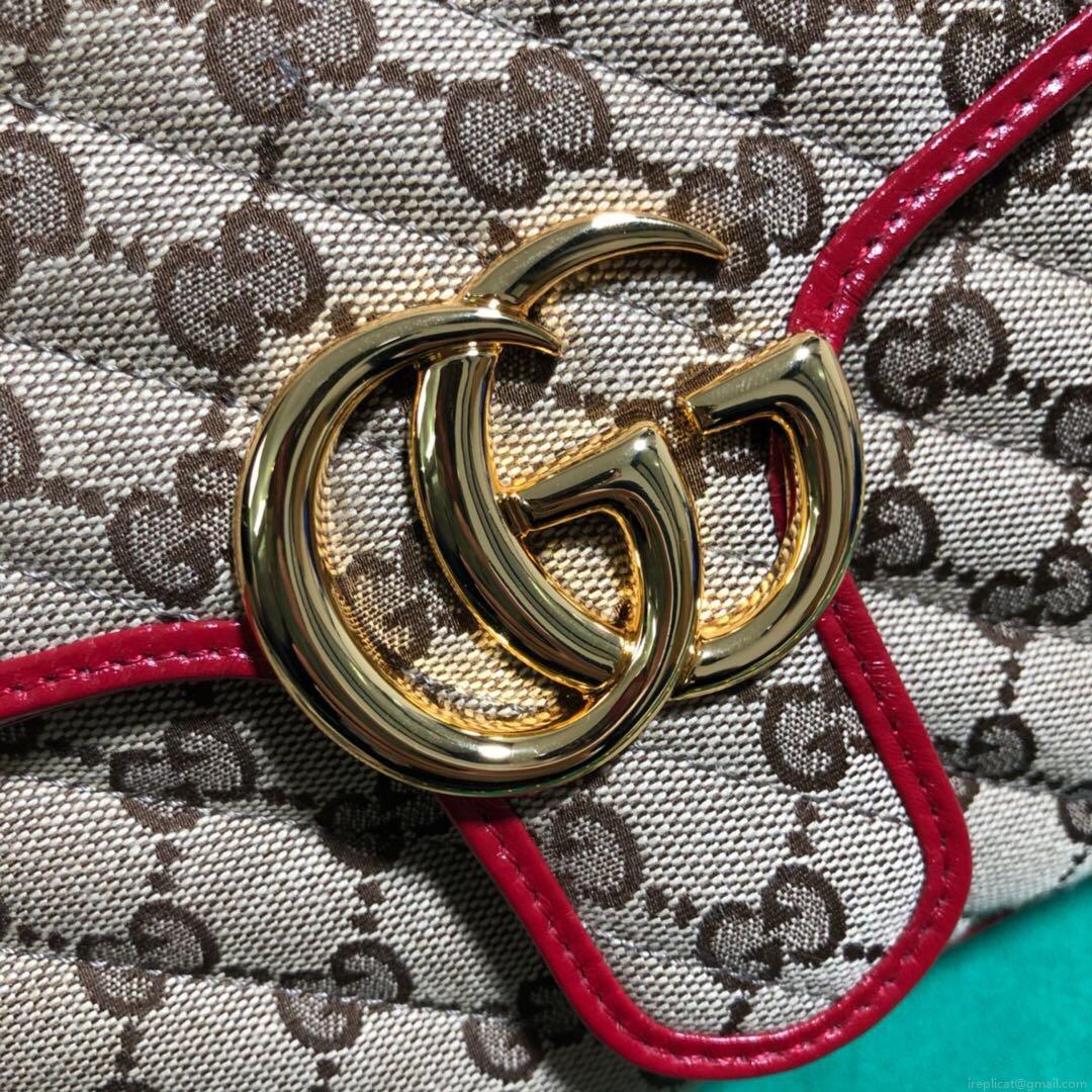 Gucci 498110 GG Marmont Small Top Handle Bag Black Red