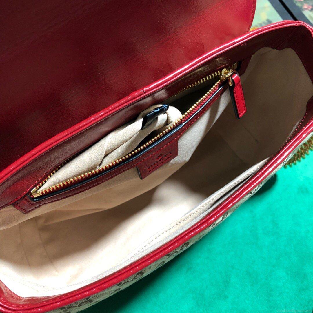 Gucci 498110 GG Marmont Small Top Handle Bag Black Red