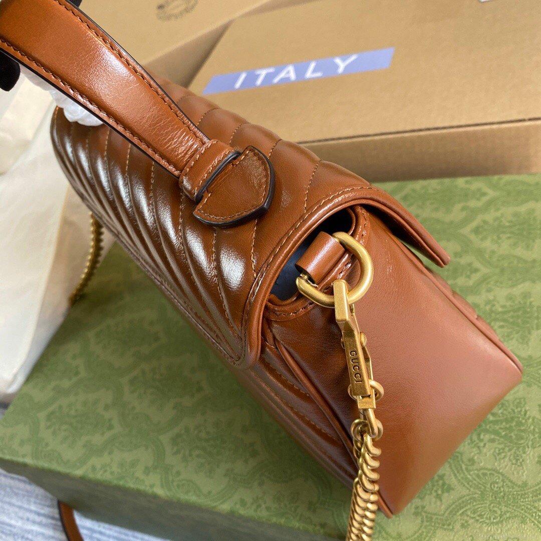 Gucci 498110 GG Marmont Small Top Handle Bag Brown