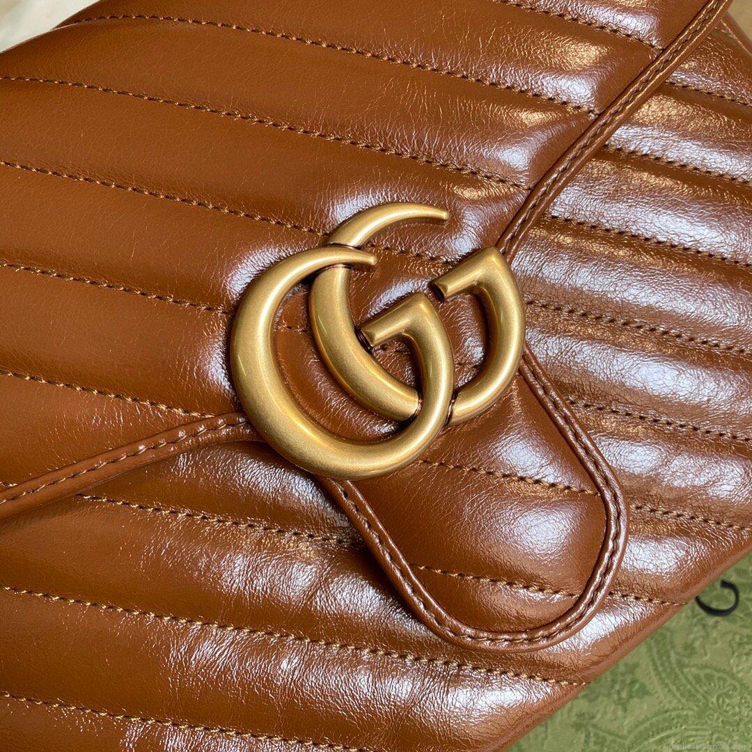 Gucci 498110 GG Marmont Small Top Handle Bag Brown