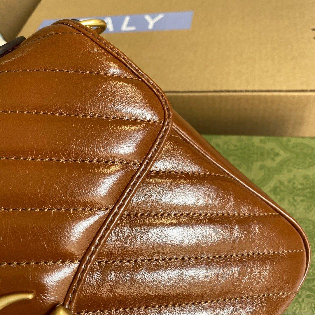 Gucci 498110 GG Marmont Small Top Handle Bag Brown