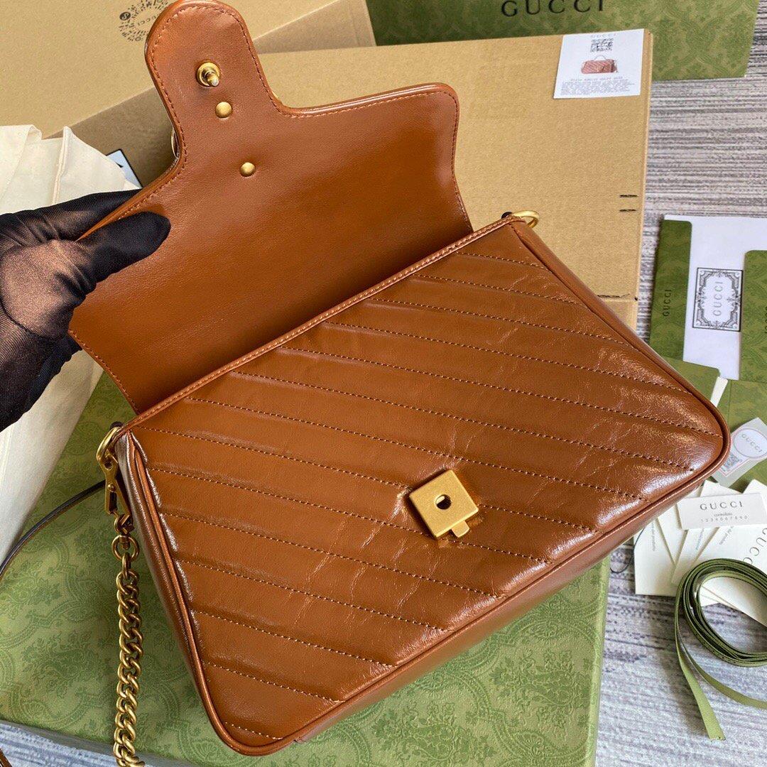 Gucci 498110 GG Marmont Small Top Handle Bag Brown