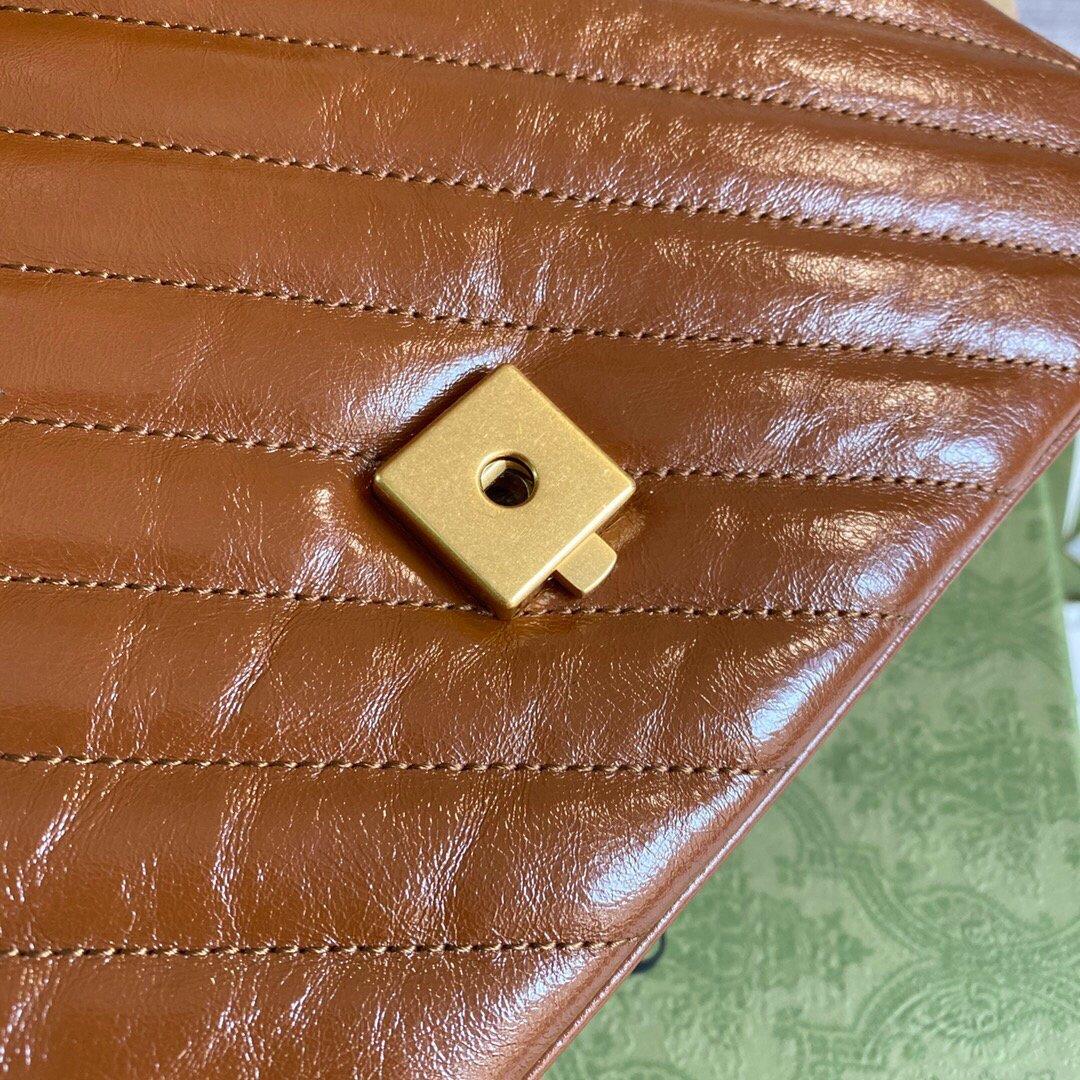 Gucci 498110 GG Marmont Small Top Handle Bag Brown