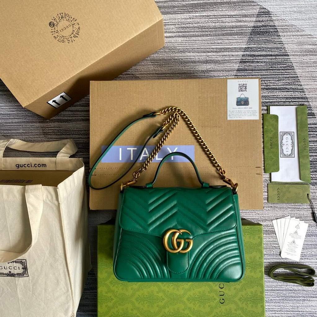 Gucci 498110 GG Marmont Small Top Handle Bag Green
