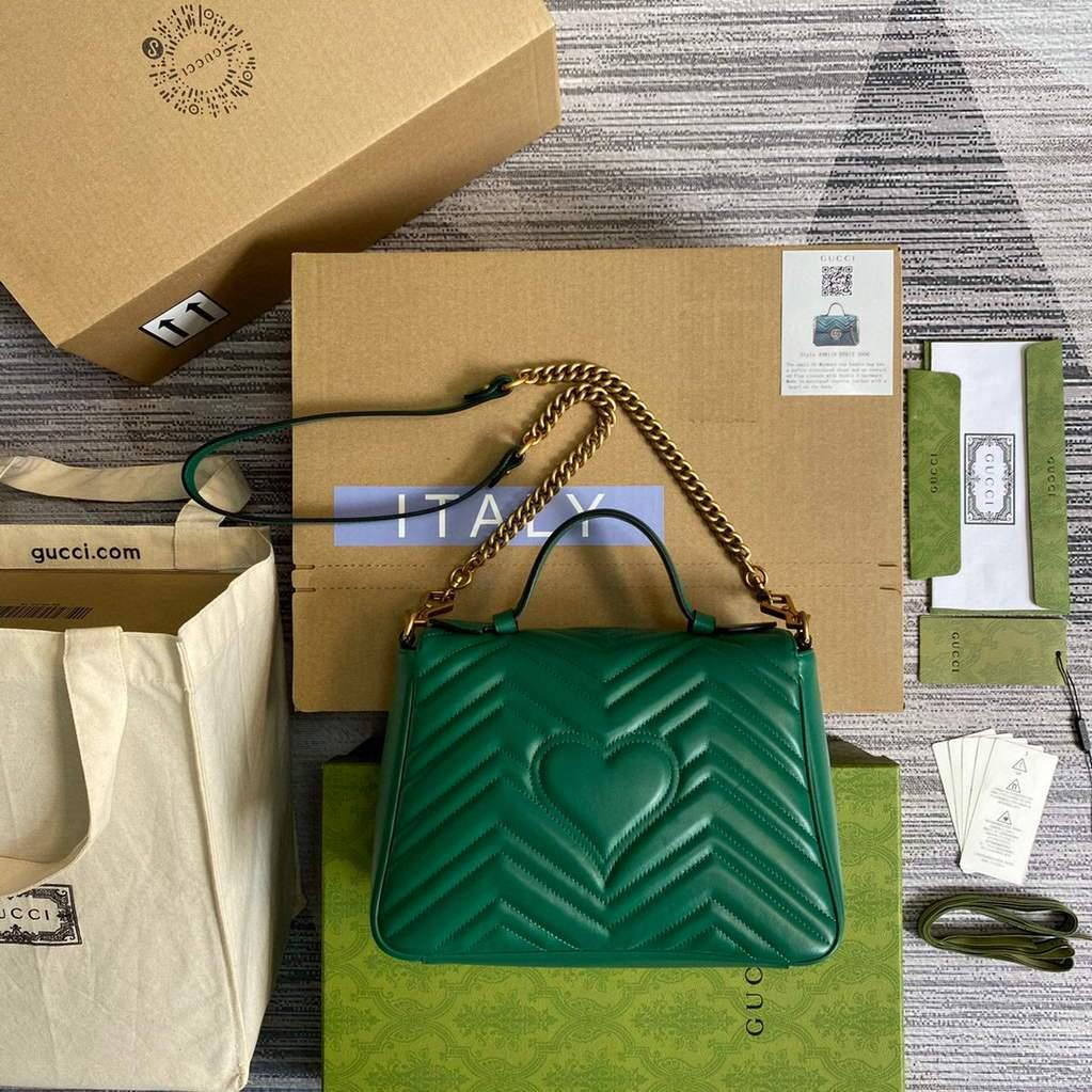 Gucci 498110 GG Marmont Small Top Handle Bag Green