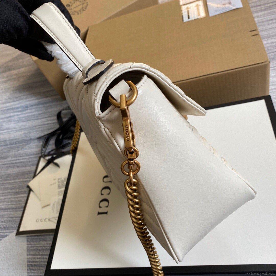 Gucci 498110 GG Marmont Small Top Handle Bag White