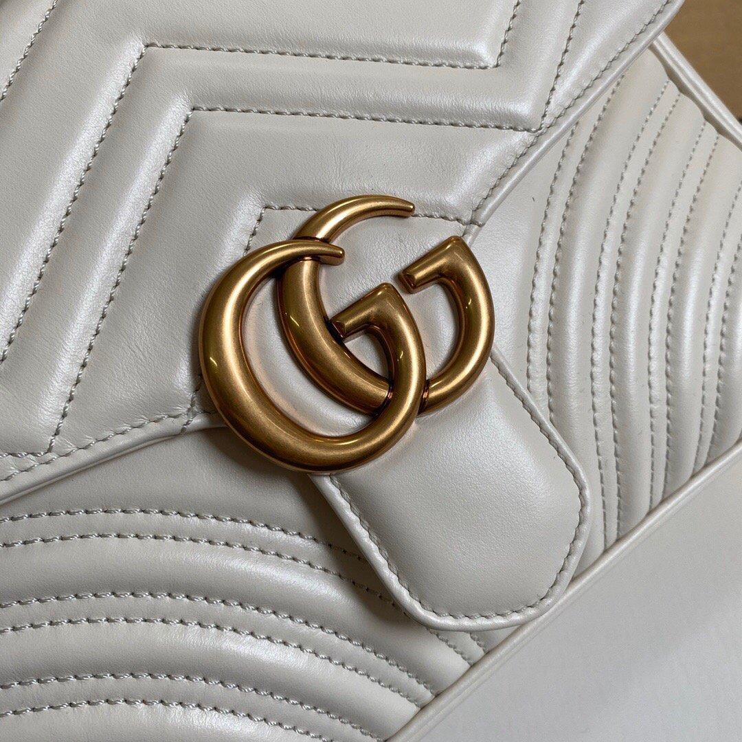 Gucci 498110 GG Marmont Small Top Handle Bag White