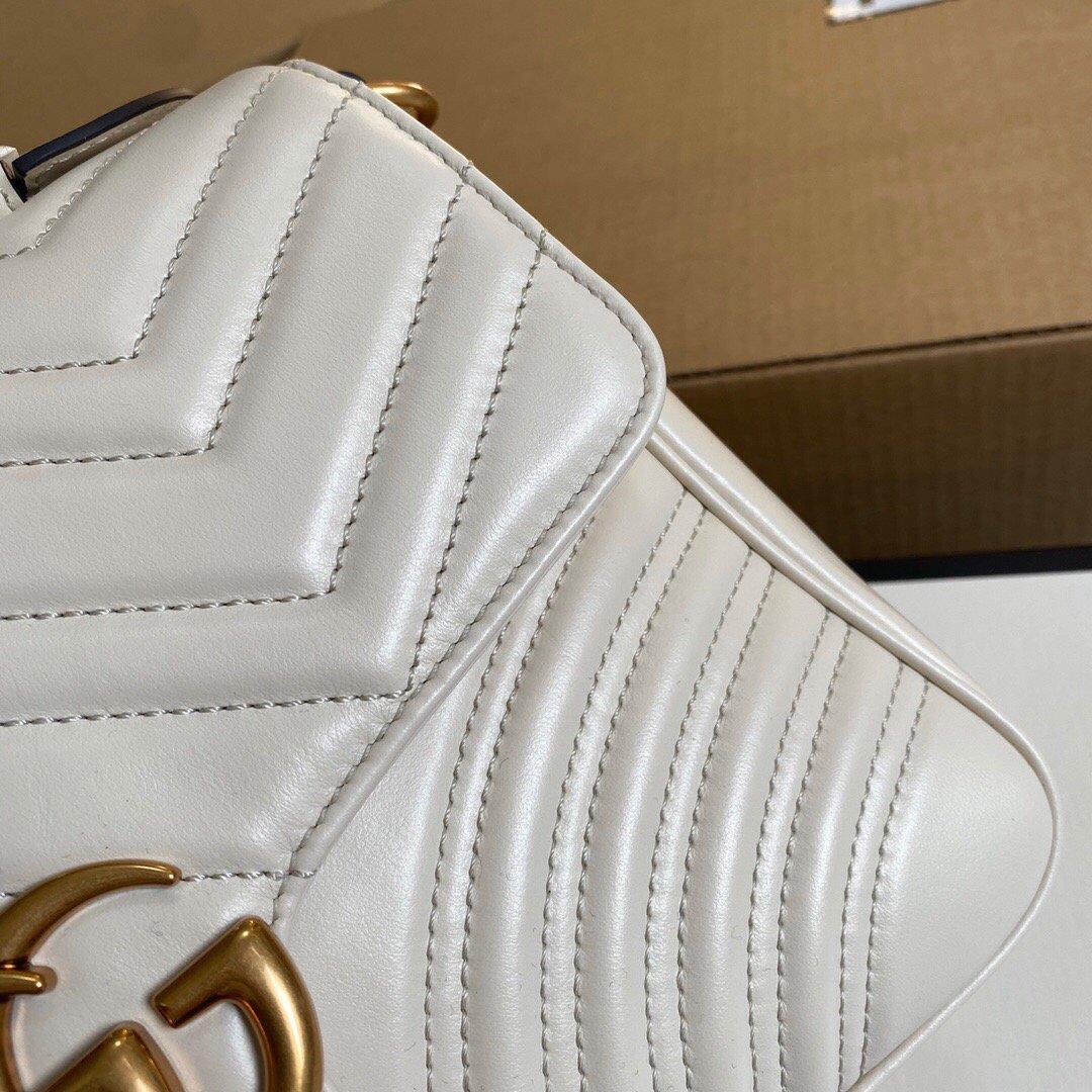 Gucci 498110 GG Marmont Small Top Handle Bag White