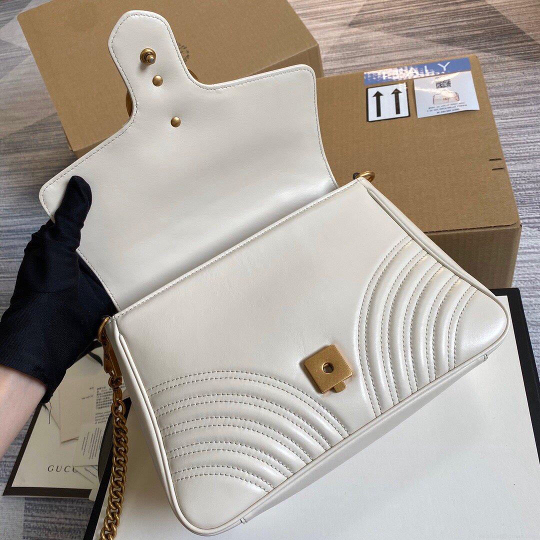 Gucci 498110 GG Marmont Small Top Handle Bag White