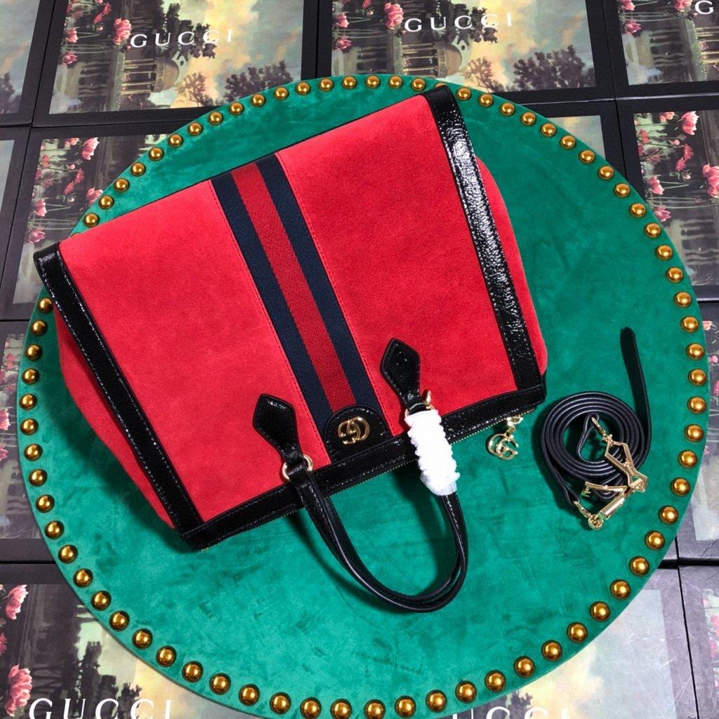 Gucci 524537 Gucci Ophidia GG Medium Tote Shoulder Bag Red