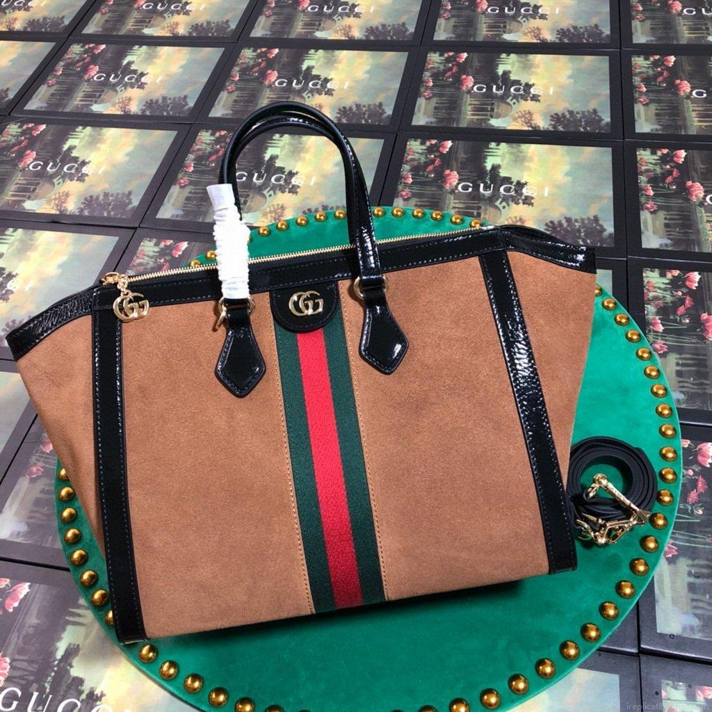 Gucci 524537 Gucci Ophidia GG Medium Tote Shoulder Bag Tan