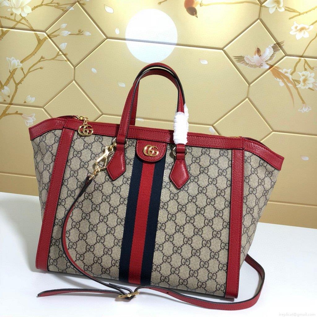 Gucci 524537 Ophidia GG Medium Tote Red Bag