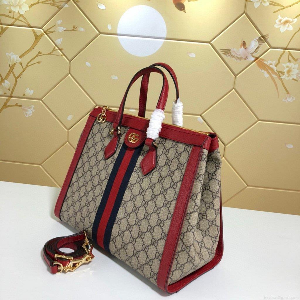 Gucci 524537 Ophidia GG Medium Tote Red Bag