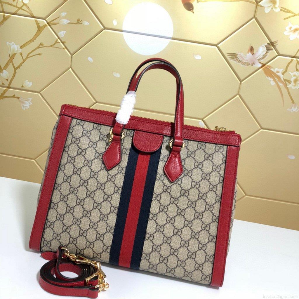 Gucci 524537 Ophidia GG Medium Tote Red Bag