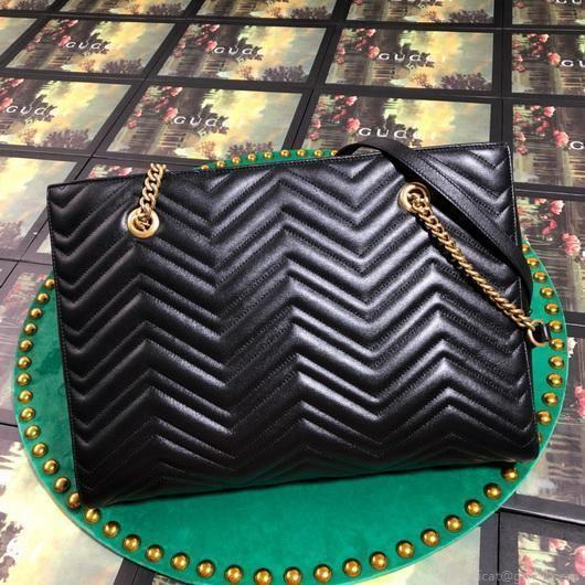 Gucci 524578 GG Marmont Matelassé Shoulder Bag Black