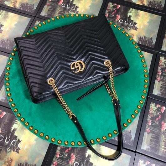 Gucci 524578 GG Marmont Matelassé Shoulder Bag Black