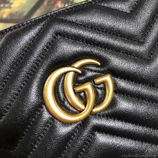Gucci 524578 GG Marmont Matelassé Shoulder Bag Black