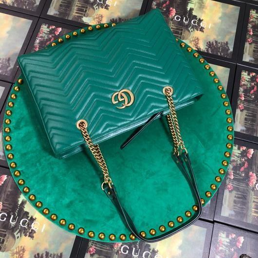 Gucci 524578 GG Marmont Matelassé Shoulder Bag Green