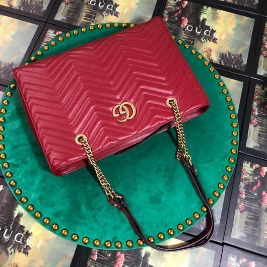 Gucci 524578 GG Marmont Matelassé Shoulder Bag Red