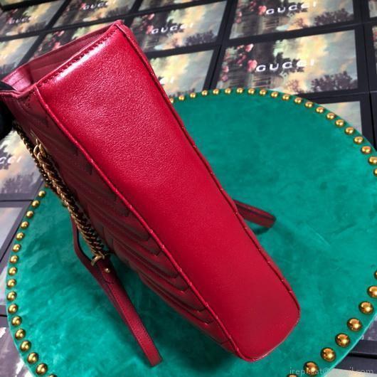 Gucci 524578 GG Marmont Matelassé Shoulder Bag Red