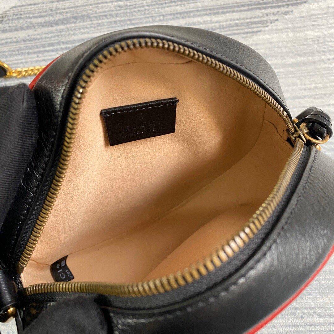 Gucci 550154 GG Marmont Mini Round Shoulder Bag Black Yellow