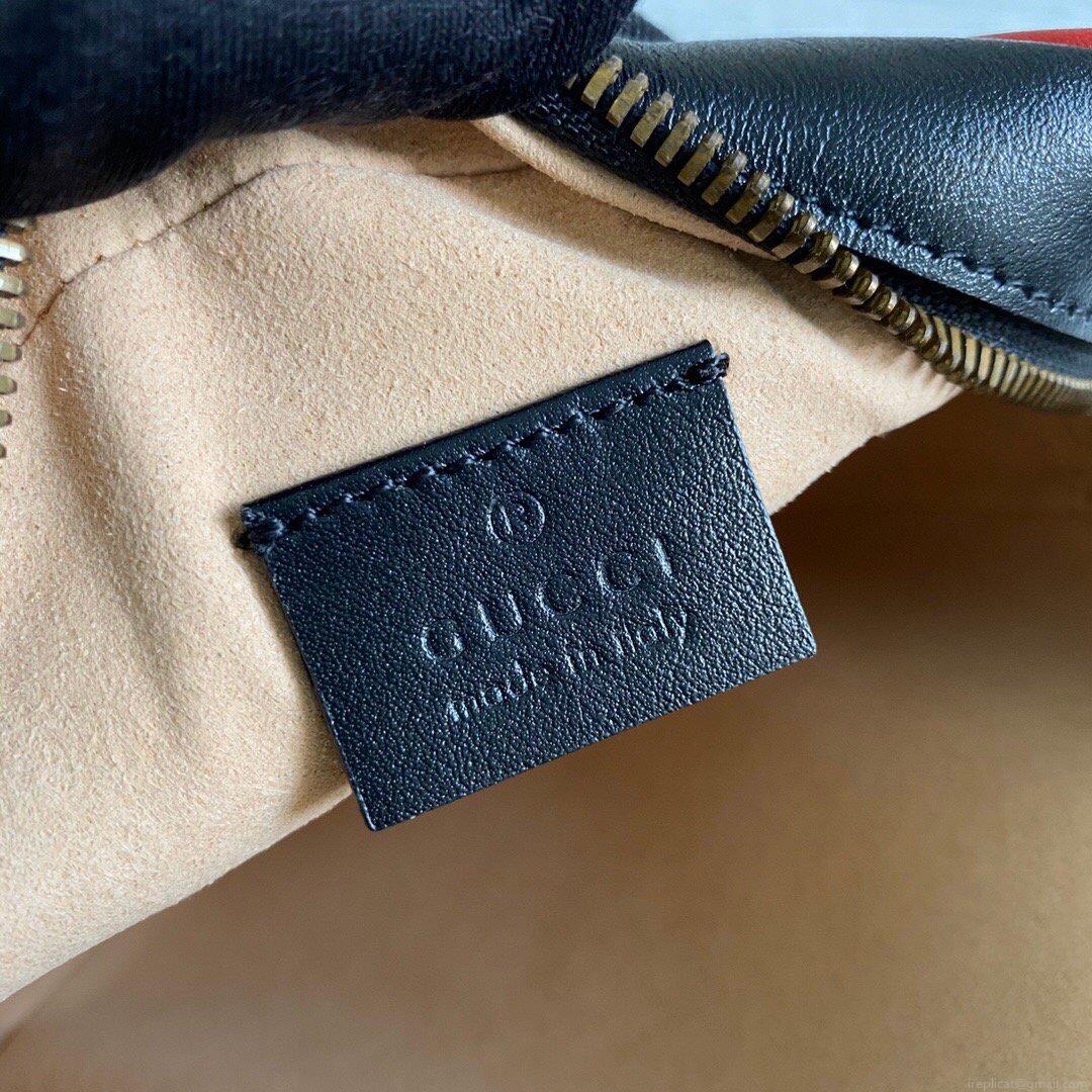 Gucci 550154 GG Marmont Mini Round Shoulder Bag Black Yellow