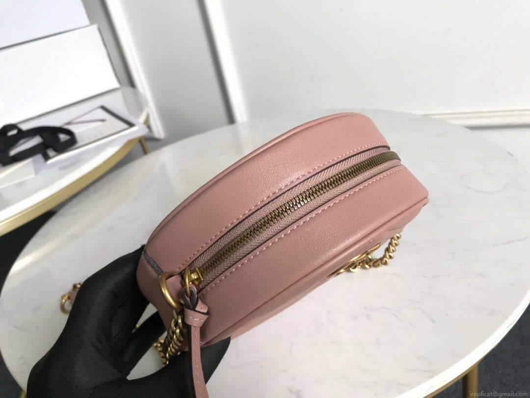 Gucci 550154 GG Marmont Mini Round Shoulder Bag Light Pink