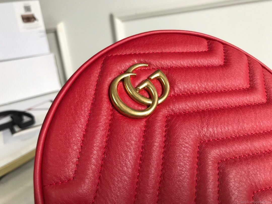 Gucci 550154 GG Marmont Mini Round Shoulder Bag Red