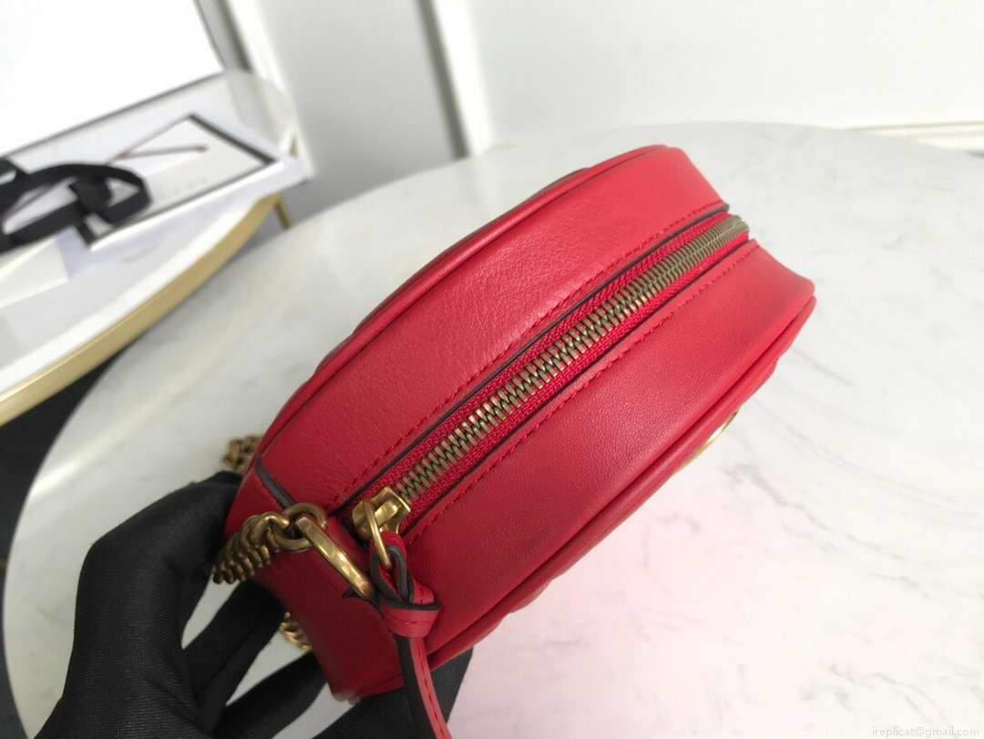 Gucci 550154 GG Marmont Mini Round Shoulder Bag Red