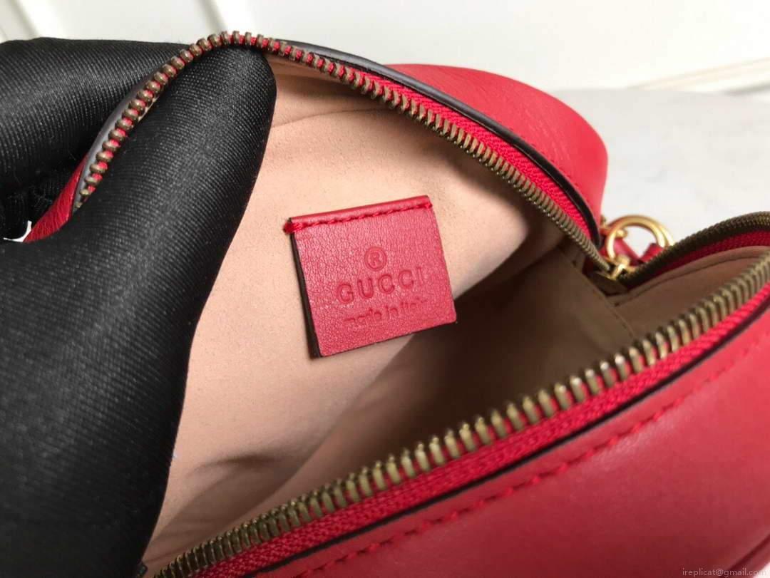 Gucci 550154 GG Marmont Mini Round Shoulder Bag Red