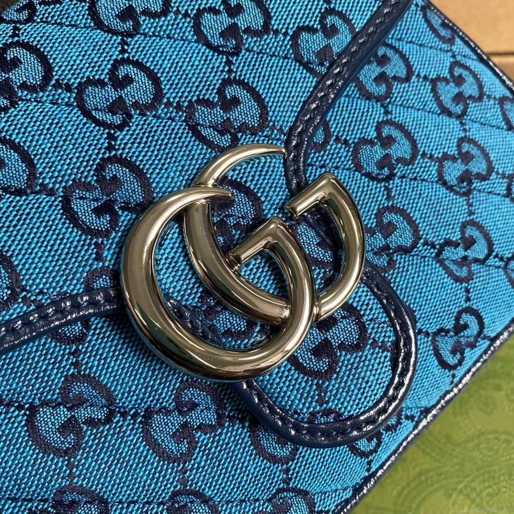Gucci 583571 GG Marmont Multicolour mini top handle bag Blue