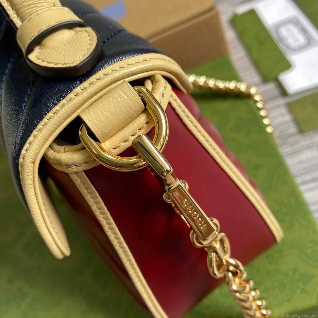 Gucci 583571 GG Marmont Multicolour mini top handle bag Navy and Wine Red