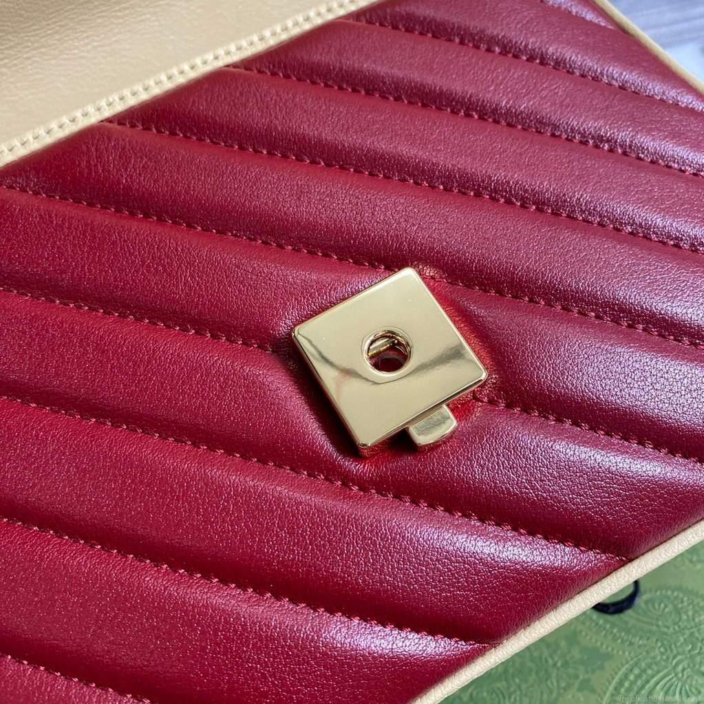 Gucci 583571 GG Marmont Multicolour mini top handle bag Navy and Wine Red